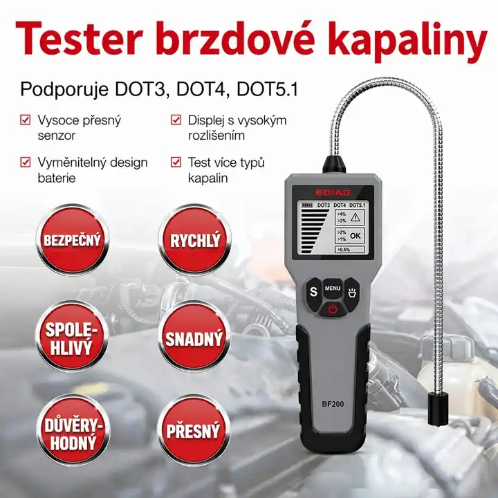 Bezpečný nákup | Profesionální tester brzdové kapaliny s LCD