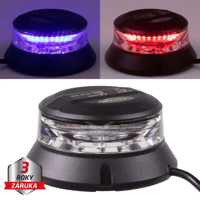 Prodejní hit | Robustní modro-červený LED maják, černý hliník, 36W, ECE R10