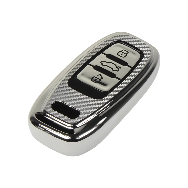 TPU obal pro klíč Audi, carbon silver - Vysoká kvalita