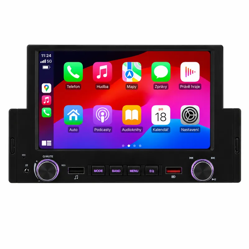 1DIN autorádio s 6,2" LCD/3x USB/Bluetooth/CarPlay/AndroidAuto/Mirrorlink | Top produkt