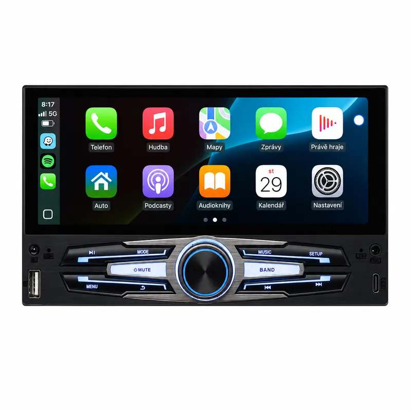 Zvýhodněná cena - 1DIN autorádio s 6,8" LCD/3x USB/Bluetooth/CarPlay/AndroidAuto/Mirrorlink