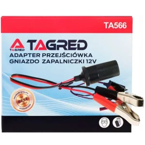 Super cena | Adaptér akumulátoru – zásuvka zapalovače v autě s krokosvorkami, adaptér 12 V TA566
