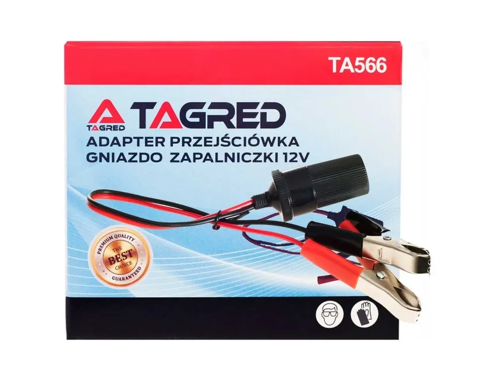 Super cena | Adaptér akumulátoru – zásuvka zapalovače v autě s krokosvorkami, adaptér 12 V TA566