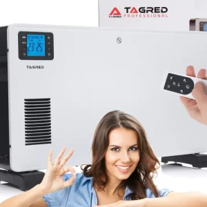 Elektrický konvektorový ohřívač 2300 W, turbo ventilátor, dálkové ovládání, LCD časovač, bílá barva TA942 - Kupte nyní