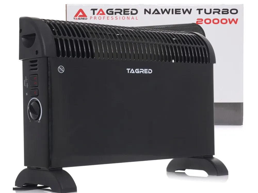Prodejní hit - Elektrický konvektorový ohřívač s termostatem, TURBO ventilátor, výkon 2000 W, černý TA901B