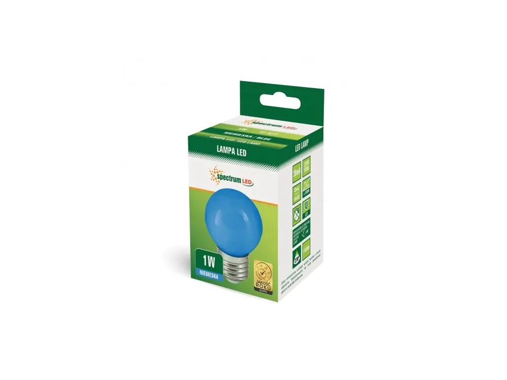 LED žárovka E27 1W 230V modrá, SPECTRUM WOJ11797 - Výhodný nákup