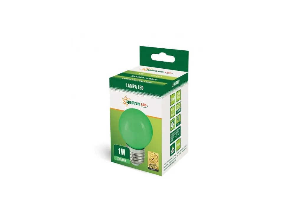 LED žárovka E27 1W 230V zelená, SPECTRUM WOJ11796 - Zlevněno