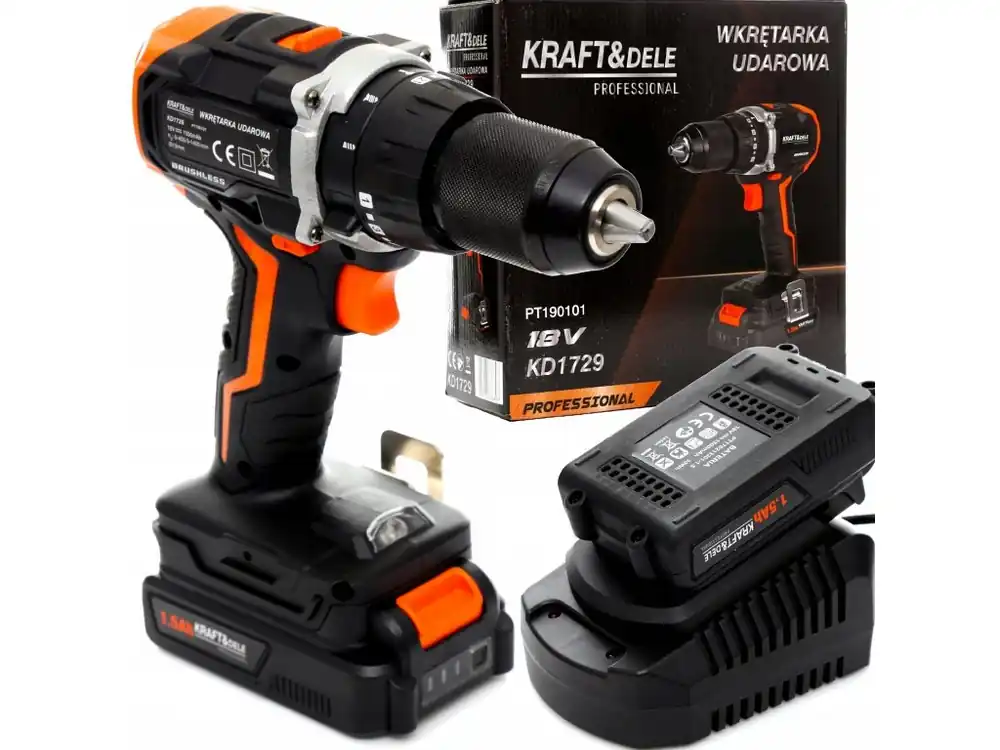 Příklepová AKU vrtačka 18V s LED podsvícením, Kraft&Dele KD1729 - Kupte nyní