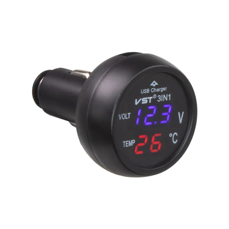 Digitální voltmetr s teploměrem + USB nabíječka do CL zásuvky, 12-24V 34666 | Speciální nabídka