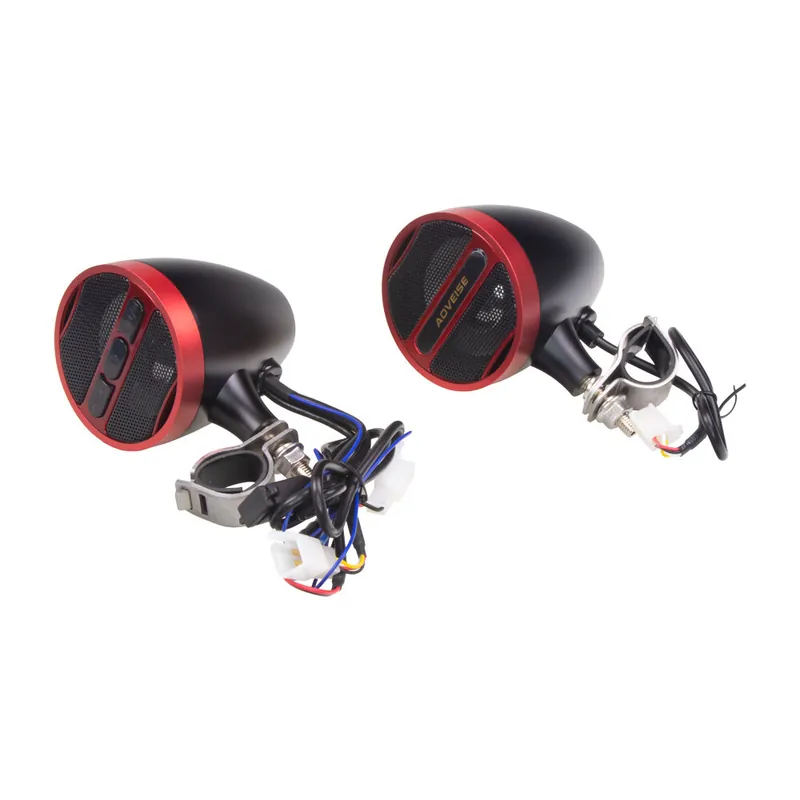 Zvukový systém na motocykl, skútr, ATV s FM, USB, BT, barva červená/černá rsm103r | Přímo z výroby