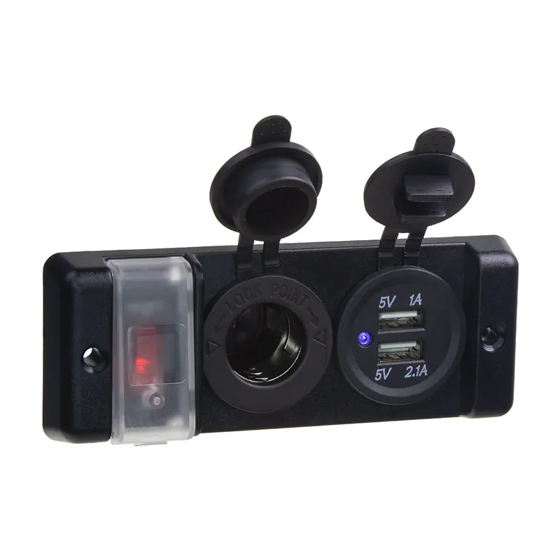 Do vyčerpání zásob | Dvojitá zásuvka do panelu 1x CL, 2x nabíječka USB + vypínač s jističem 16A 34675