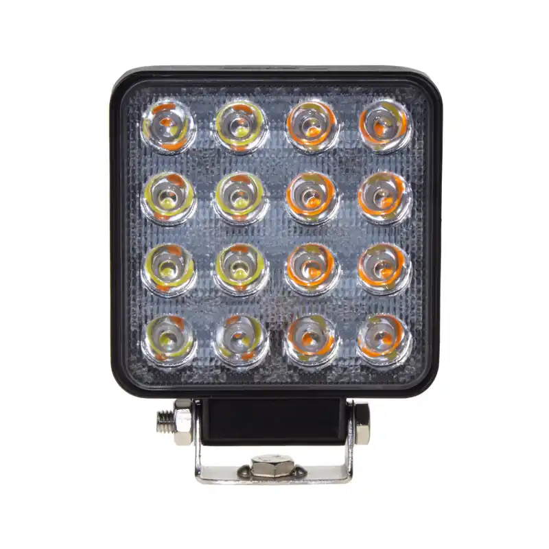 Velmi populární - LED světlo čtvercové bílé/oranžové, 16x3W, 110x110mm, ECE R10 wl-440wo
