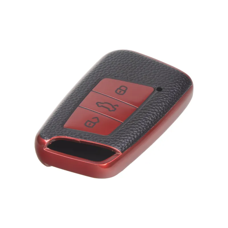 TPU obal pro klíč VW Passat B8, červený-kůže 484VW123LR - Žádaný produkt