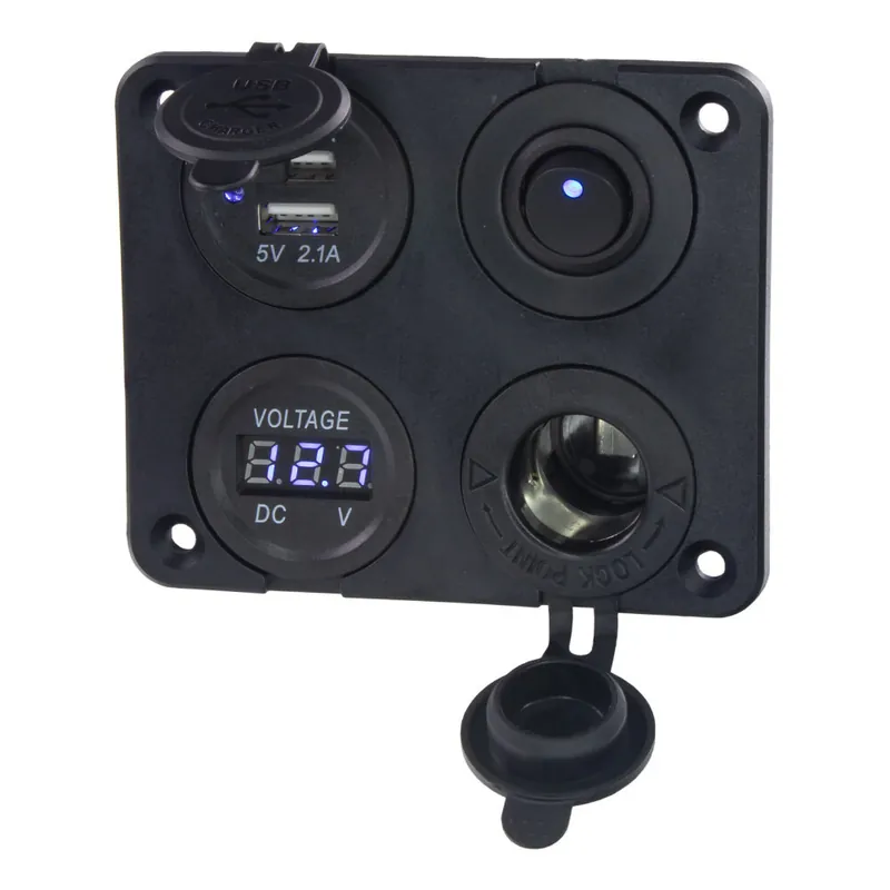Panel s 1x spínačem, CL, voltmetr + 2x USB zásuvka, 12/24V 47172 | Prodejní hit