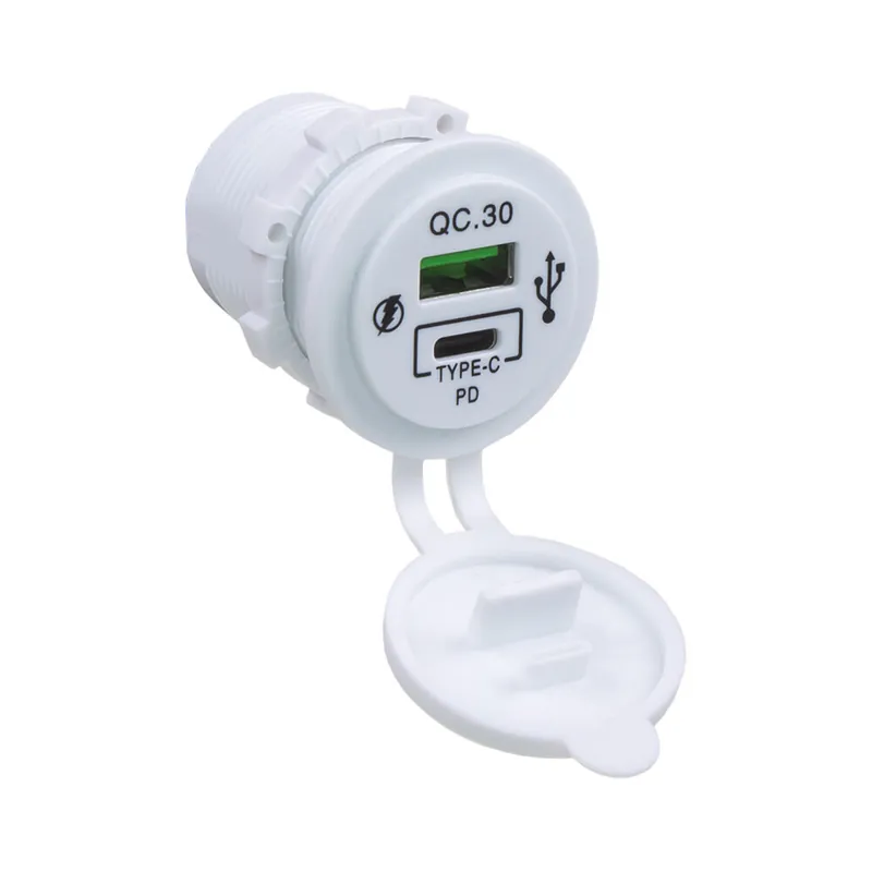 Akce | USB QC3.0 + USB-C 18W bílá zásuvka 12/24V 34672