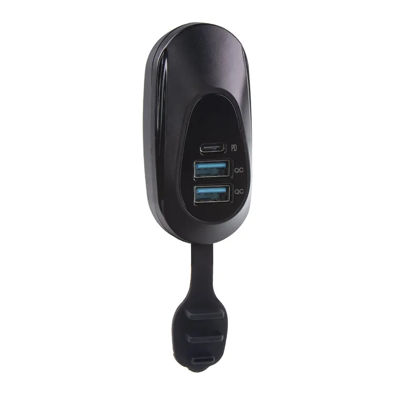 Slevy | 2x USB QC3.0 + USB-C zásuvka 12/24V, montáž na tyč 34711