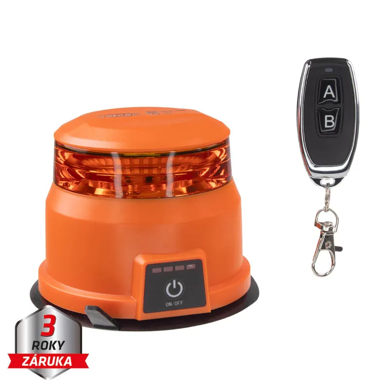 Nyní k dispozici - AKU LED maják, oranžový, dálkové ovládání, magnet, ECE wlbat54Are