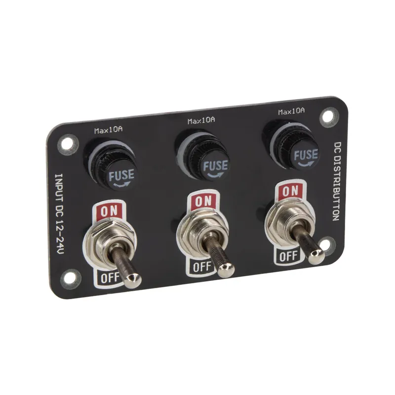 Žádaný produkt | Panel s 3x spínači + 3x pojistky, 12/24V 47179