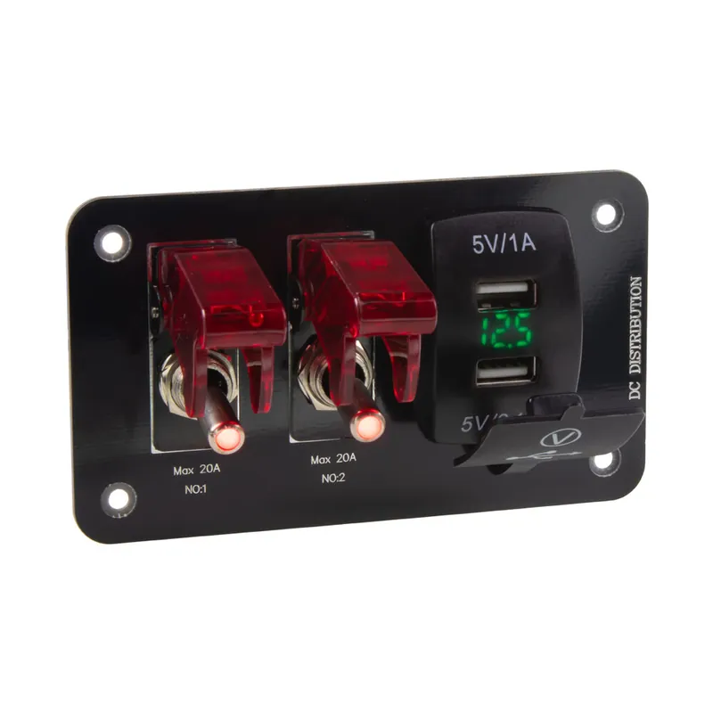 Panel s 2x spínačem + 2x USB + voltmetr 47169 | Objednejte dnes