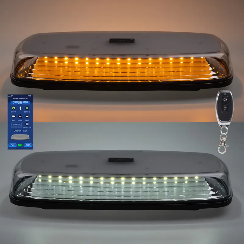 Ihned k dispozici - AKU LED rampa oranžová+bílá, APP, magnet, 12-24V, 304mm, ECE R65 R10 sre2-bat12APPAW