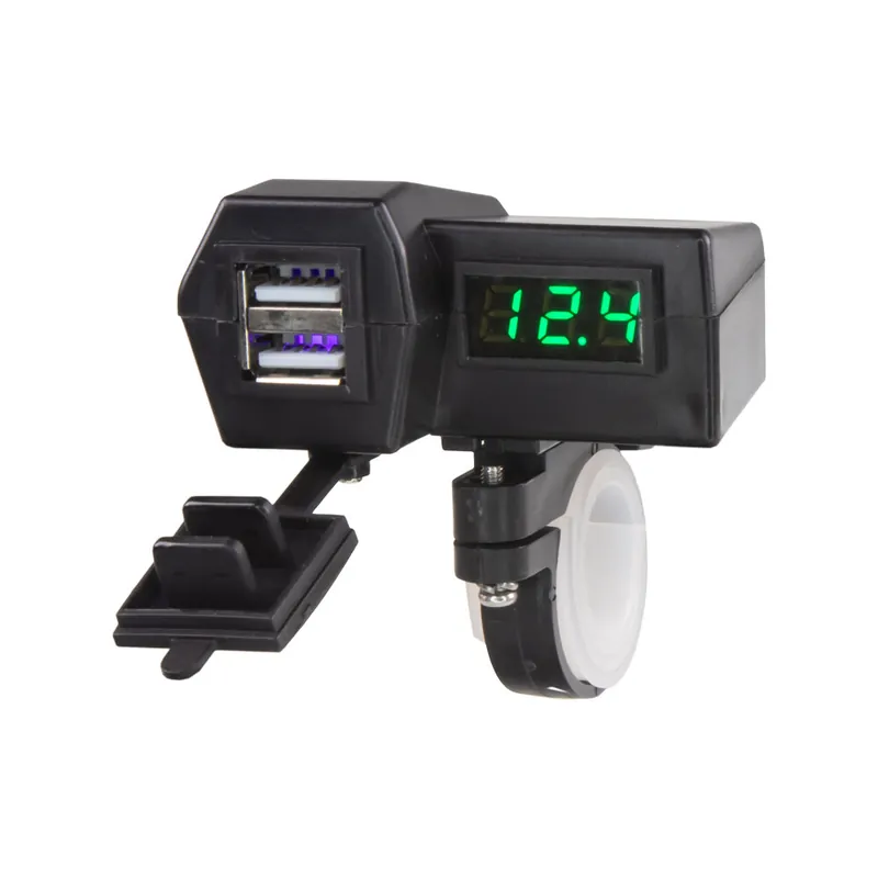 2x USB nabíječka s voltmetrem na motocykl, zelený displej 34702G | Profesionální kvalita