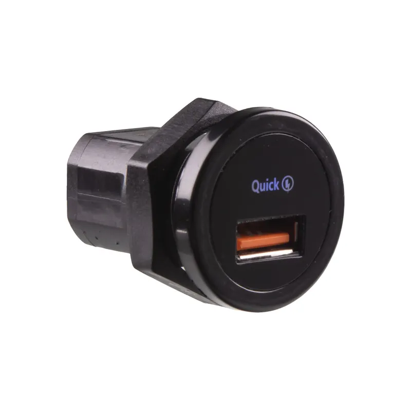 Nově k dispozici | USB nabíječka QC3.0 do panelu, kulatá, 12/24V 34717