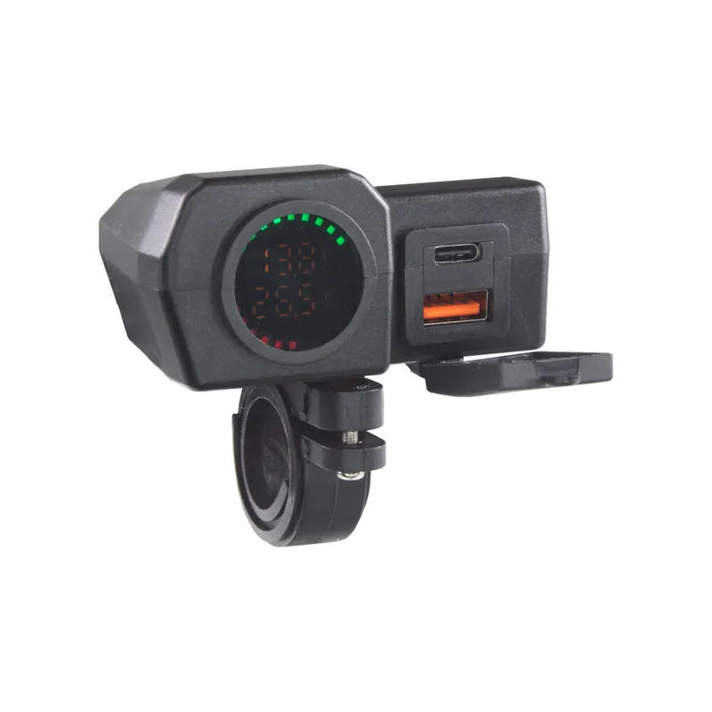 Snížená cena | USB+USB C nabíječka s voltmetrem/teploměrem na motocykl 34709