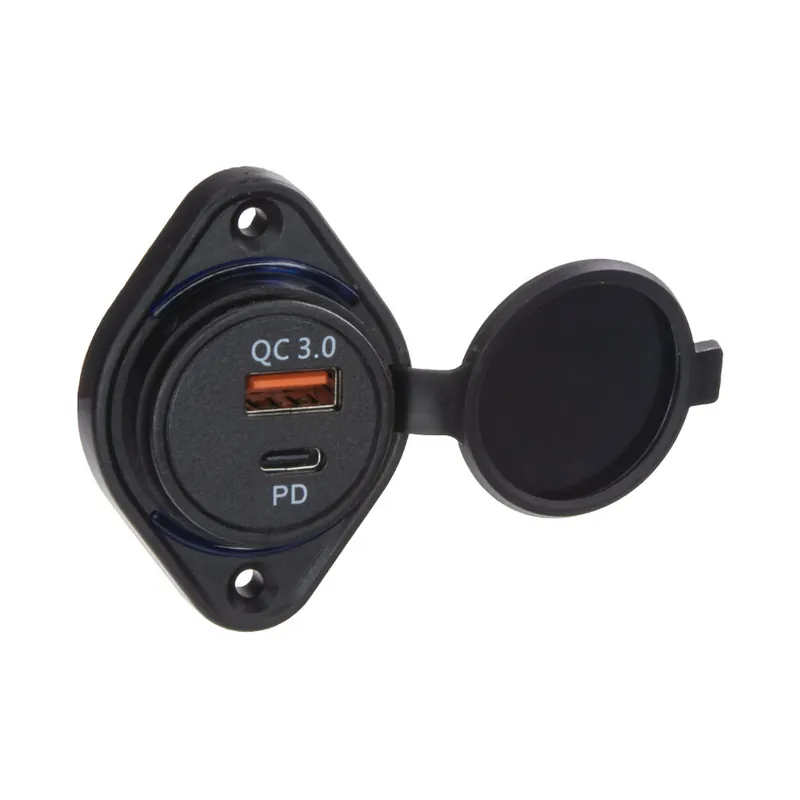 Neváhejte | USB QC3.0 + USB-C zásuvka 12/24V, montáž na povrch 34659B