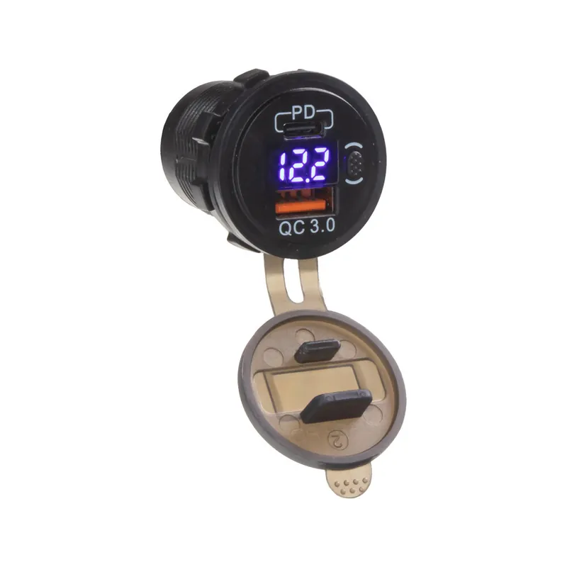 Tovární cena | USB nabíječka QC3.0 + USB-C, digitální voltmetr do panelu 34574B
