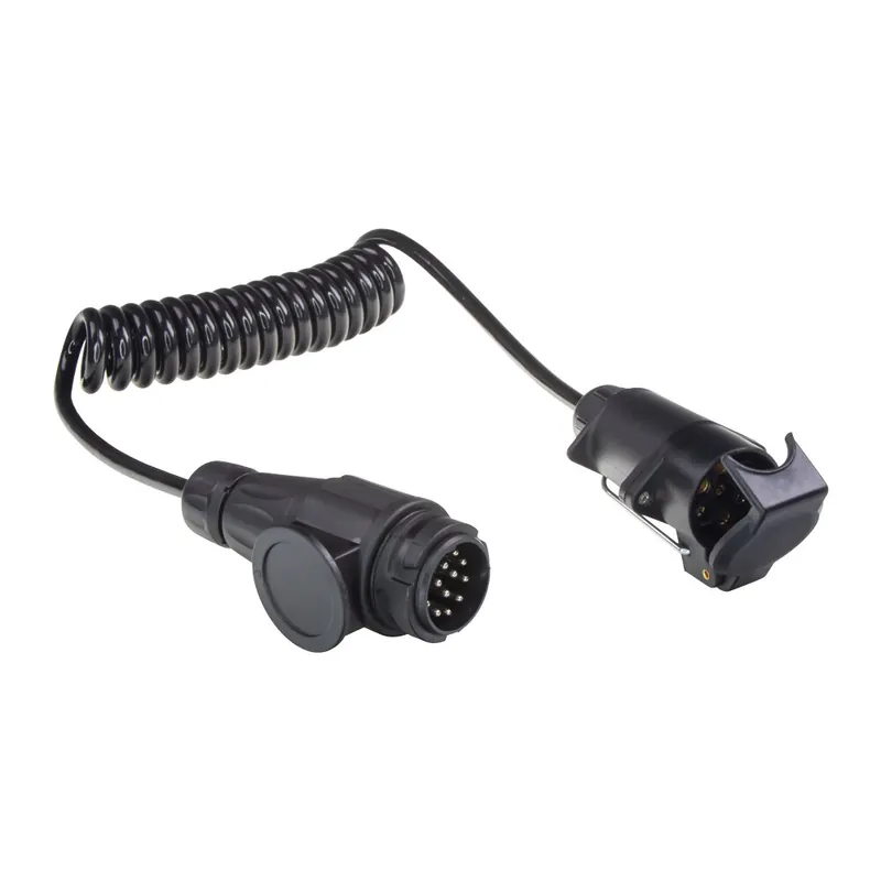 Prodlužovací kabel 2 m spirálový, 1x zástrčka 13pin, 1x zásuvka 7pin, 12V trc04 - Omezené zásoby