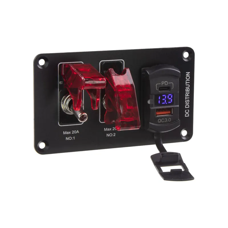 Ihned k objednání | Panel s 2x spínači + 2x USB, 12V 47181