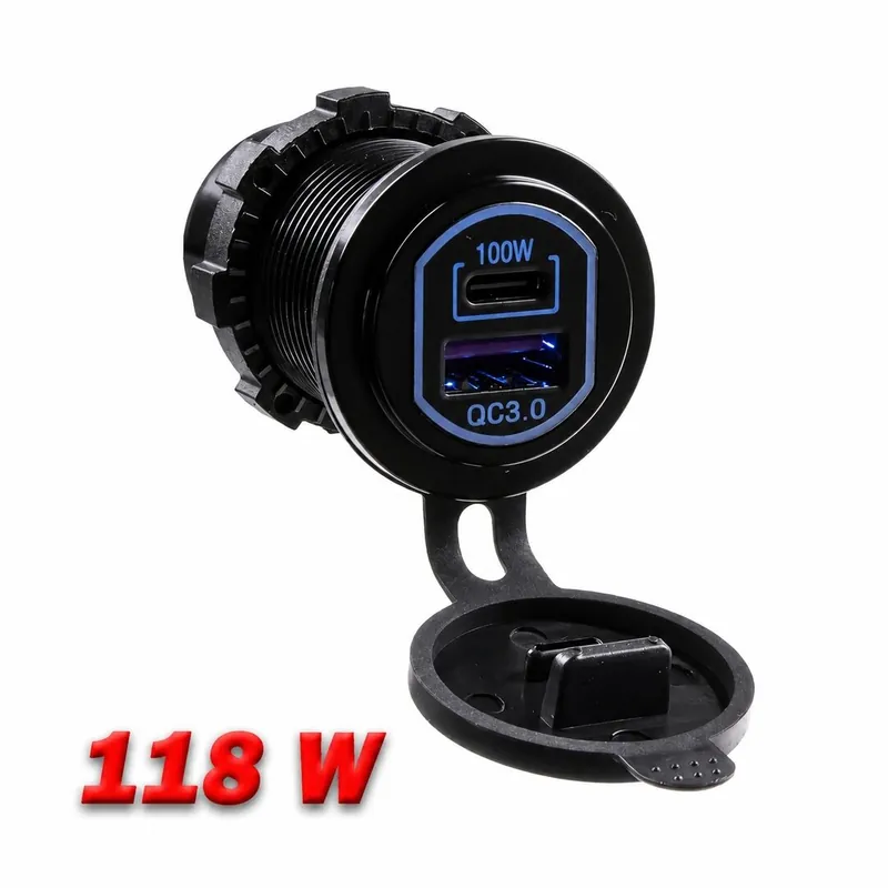 Výprodej | USB QC3.0 + USB-C 100W/20V zásuvka 12/24V 34684
