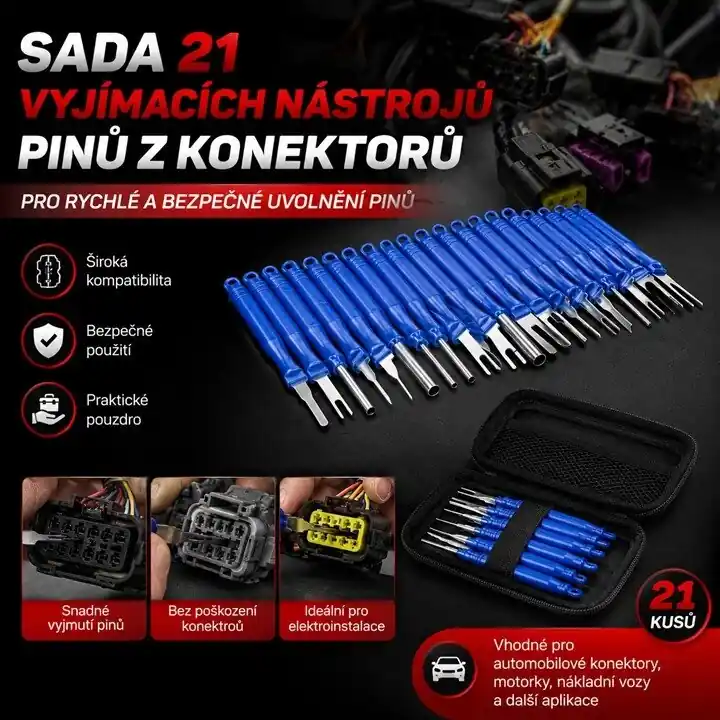 Prodejní hit | Sada 21 vyjímacích nástrojů pinů z konektorů 45037