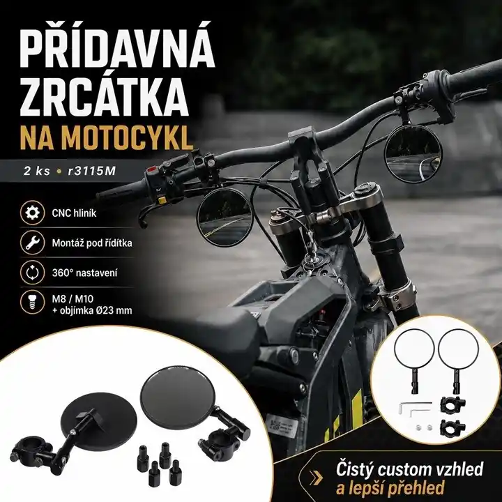 Přídavná zrcátka na motocykl 2ks r3115M - Velká sleva