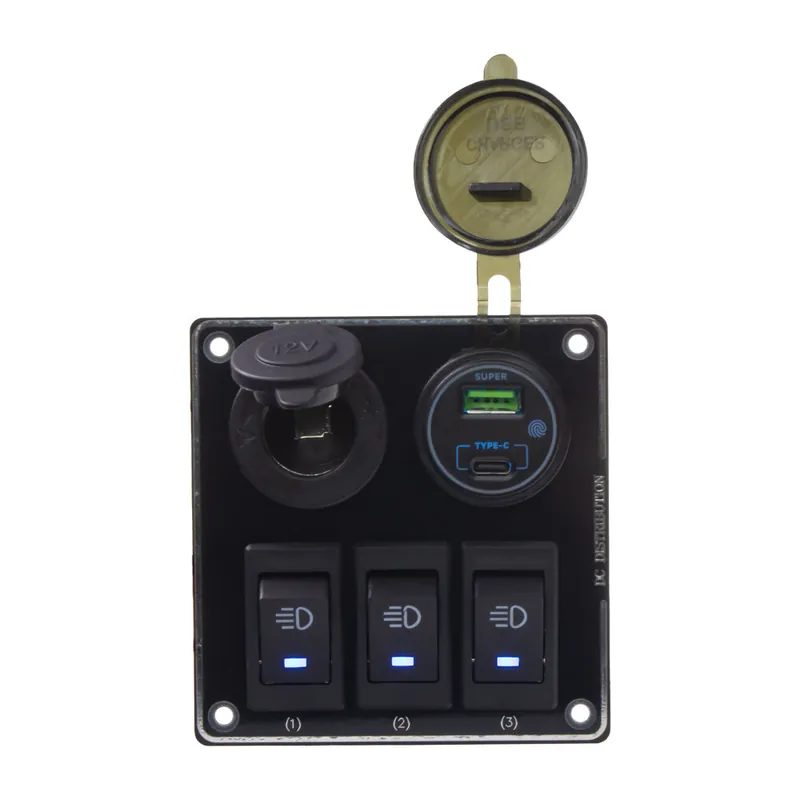 Novinka v nabídce | Panel s 3x spínači + USB-C/USB-A + CL zásuvka, 12/24V 47186
