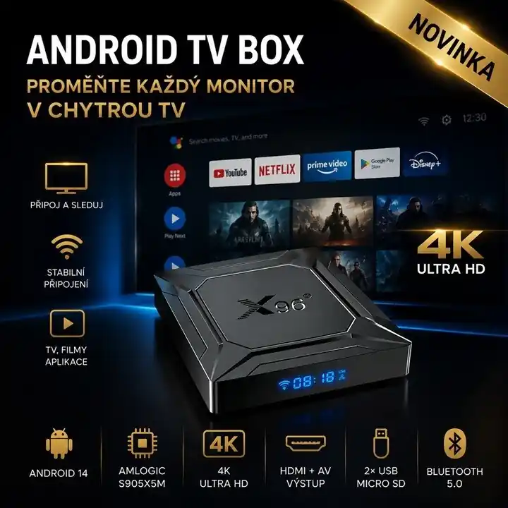 Multimediální přehrávač Amlogic S905X5M s OS Android, HDMI / AV výstup, 2x USB + micro SD 80236A | Jen po omezenou dobu