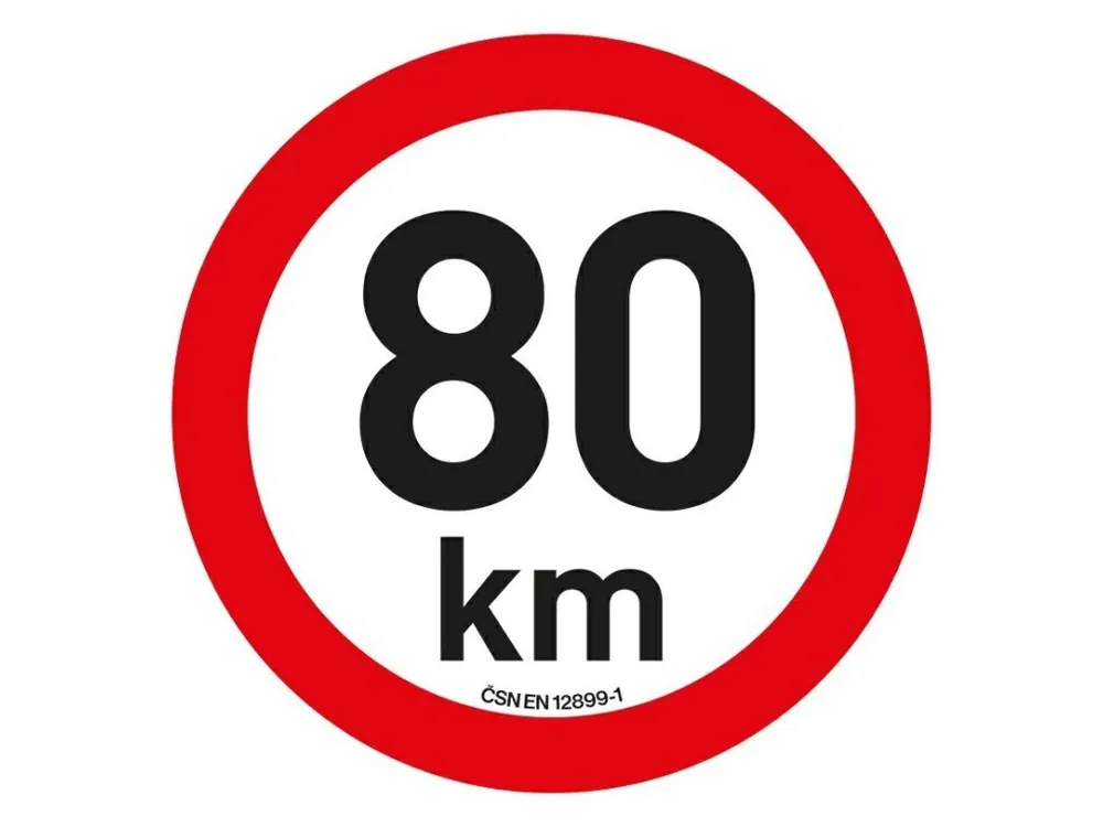 Samolepka omezení rychlosti 80 km/h reflexní (200 mm) - Akce končí brzy
