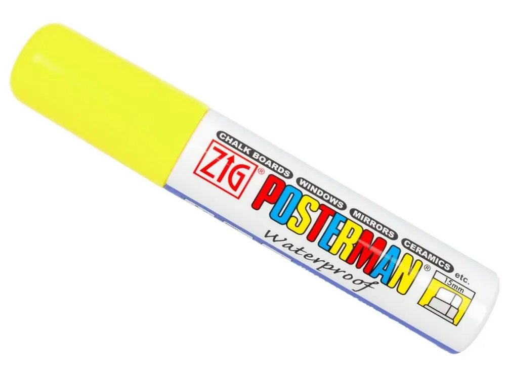 Fixy na sklo Posterman voděodolné - 15 mm - žlutá fl. - 458030030 - Koupit online