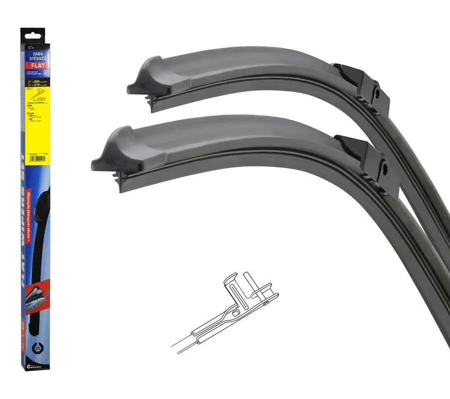 Profesionální kvalita - Stěrače FLAT SET (PIN) 660+510mm