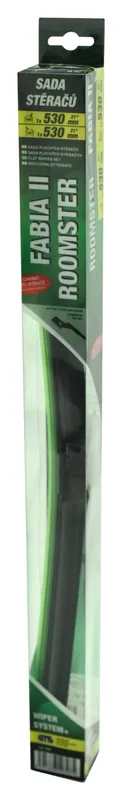 Připraveno k expedici - Stěrače FLAT SET 530+530mm GREEN FAB II