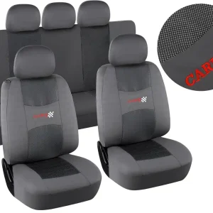 Jen pár kusů - Potahy sedadel sada 9ks CARBON LIGHT šedé AIRBAG