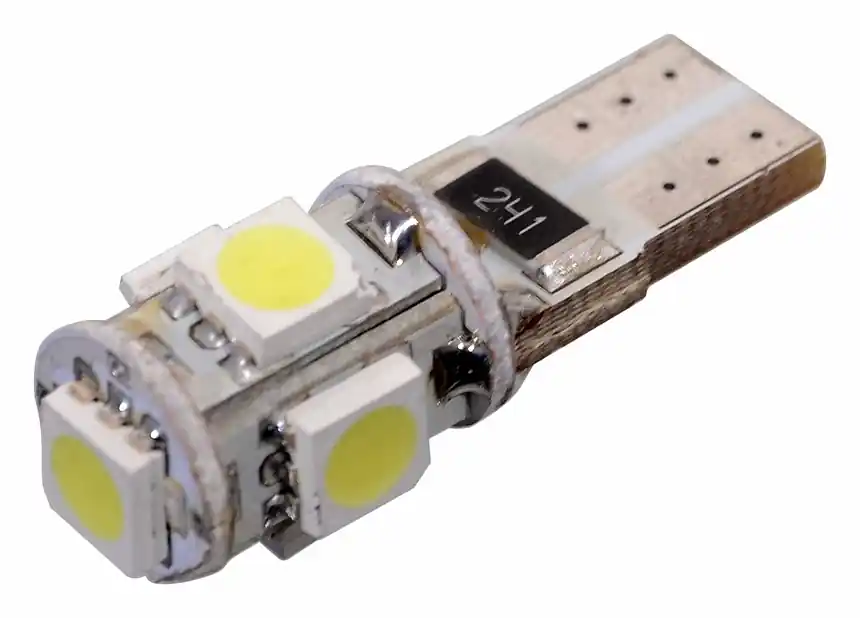 Žárovka 5 SMD LED 12V T10 s rezistorem CAN-BUS ready bílá | Slevy