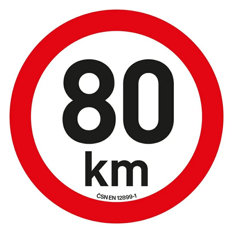 Samolepka omezení rychlosti 80 km/h reflexní (200 mm) - Koupit nyní